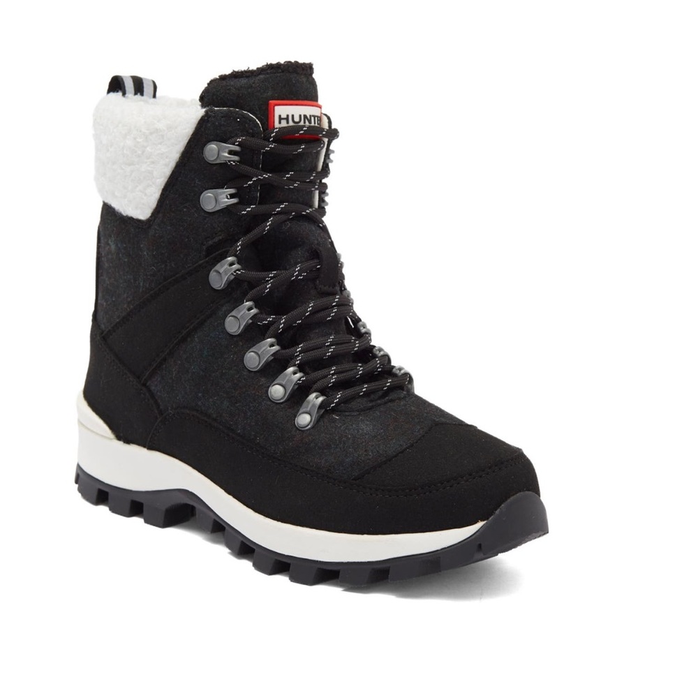 Hunter Black and White Winter Boots